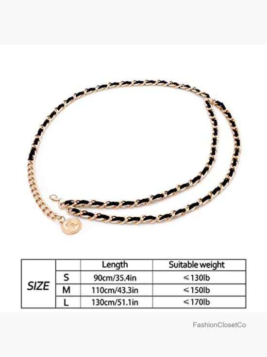 Layered Leather Waist Chain Belt for Dresses Jeans
